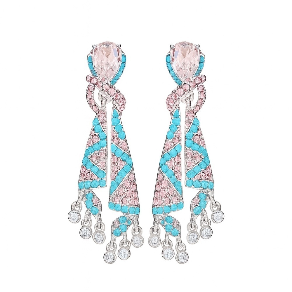 Pink and Blue Drop Earrings
